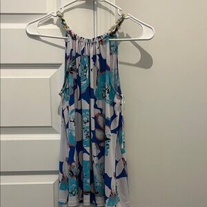 Floral Halter Tank with Chain Straps